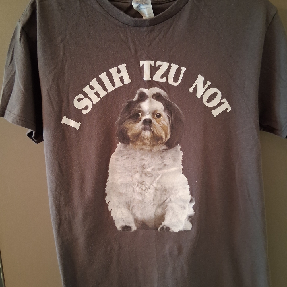 Woman's Gray Graphic 'I Shih Tzu Not' Dog T-Shirt